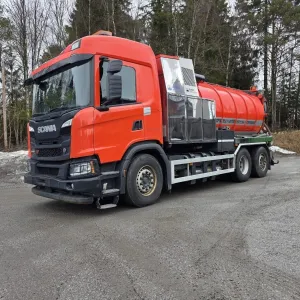 BIOGASS: Scania G410 kombibil - kaiser Eur-Mark påbygg - Hibon pumpe - CNG
